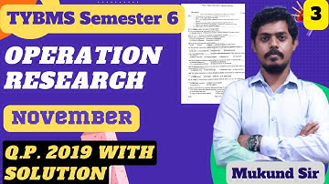 Operation Research Q.P. with Solution l Q.2 (c/d) l TYBMS Sem 6 l Mumbai University l Mukund Sir