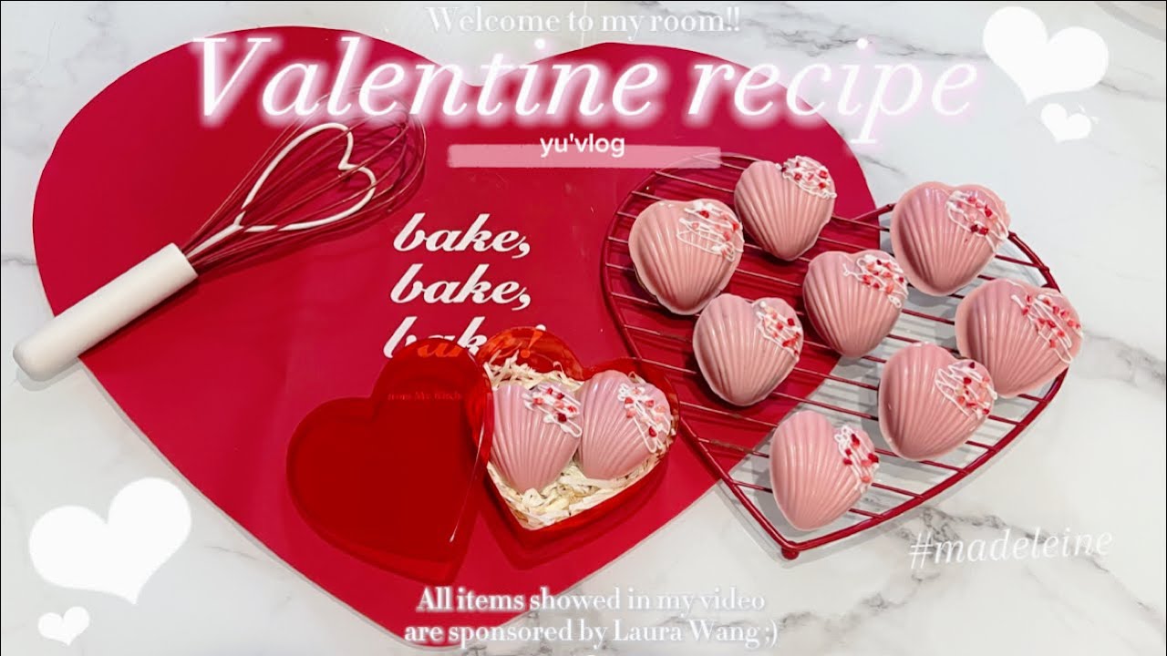 【レシピ動画♡】簡単だけど上級者見え❣️とっても可愛いバレンタインレシピ💌/ハートのマドレーヌ🍫💝/セリアのマドレーヌミックスを使っためっちゃ簡単レシピʚ♥︎ɞ/デコレーション💖/チョココーティング🥰