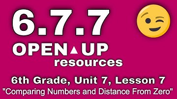 😉 6th Grade, Unit 7, Lesson 7 "Comparing Numbers and Distance from Zero"  IM Math
