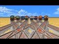 EIGHT TRAINS Crossing On CRAZY SHARP BEND Bumpy Forked Railroad TRACKS