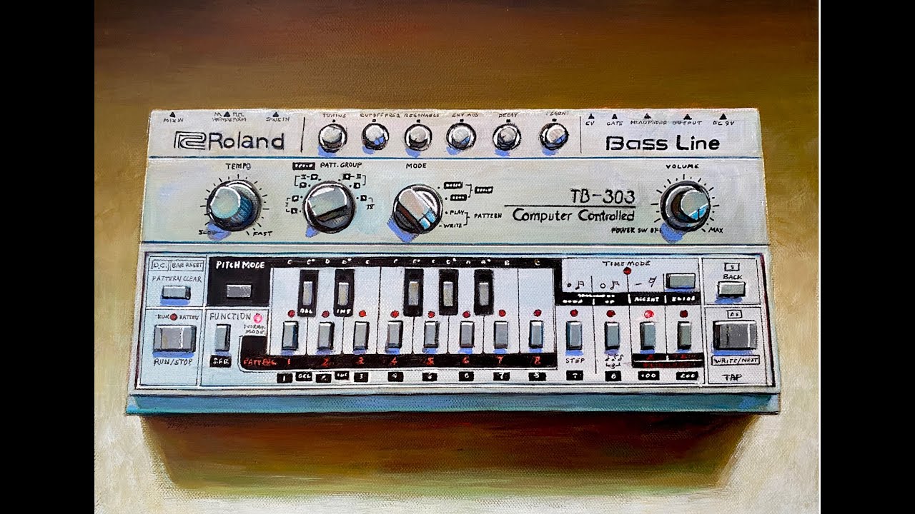 Portraits of iconic music gear - painting process clips