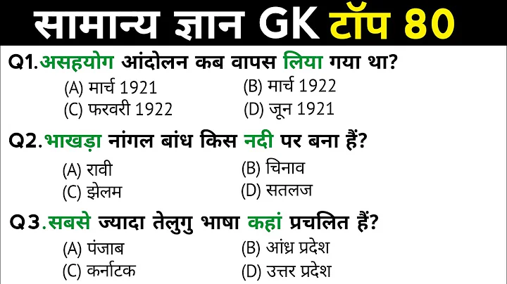 सामान्य ज्ञान | General Knowledge | Top 80 GK/GS questions | SSC GD, MTS, RPF, CRPF | GK quiz