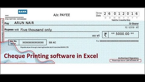 Cheque Printing software in EXCEL