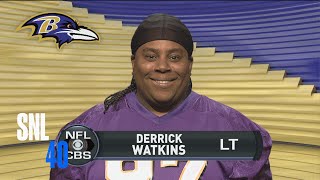 NFL Intros | Saturday Night Live(Players from the Baltimore Ravens and Carolina Panthers introduce themselves by which crime they've committed Get more SNL on Hulu Plus: ..., 2014-09-28T11:51:59.000Z)