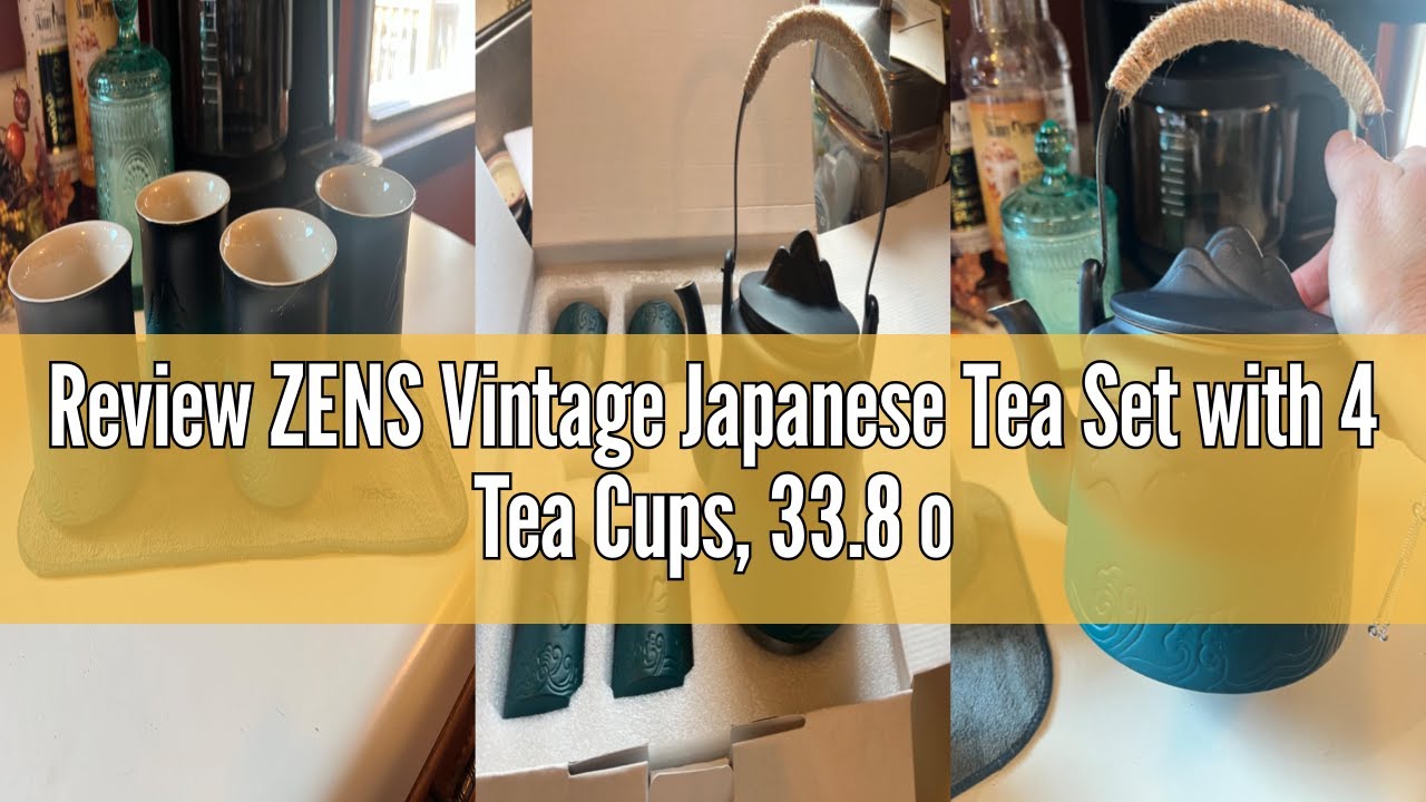 Review ZENS Vintage Japanese Tea Set with 4 Tea Cups, 33.8 oz Embossed ...