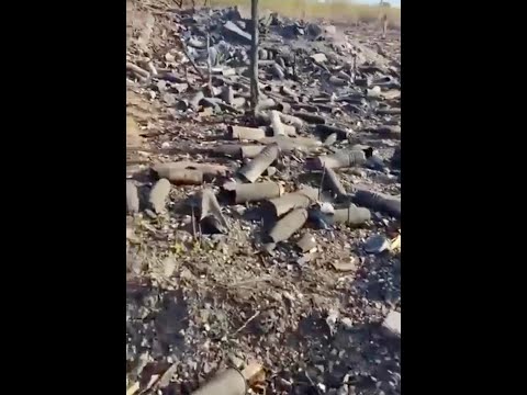 Aftermath damage assessment of a destroyed Russian ammunition depot in Alchevsk