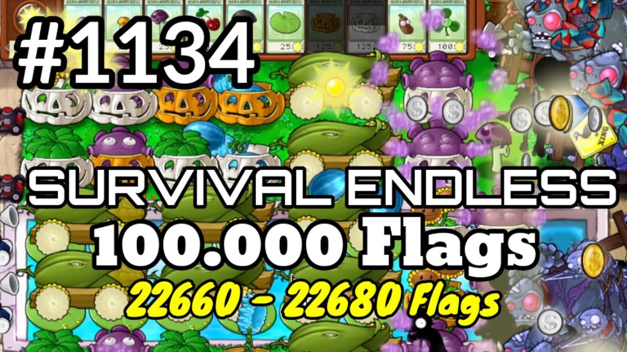 Plants vs Zombies Survival Endless 100000 Flags Part 1134 | 22660