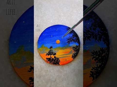 acrylic moonlight scenery painting #shorts #art #acrylicpainting #youtubeshorts
