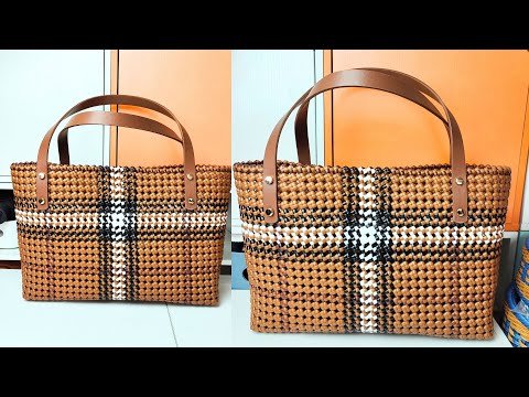 1908pcs! Weave Tote Bag with Flat Rattan 1908个田字格藤编包包