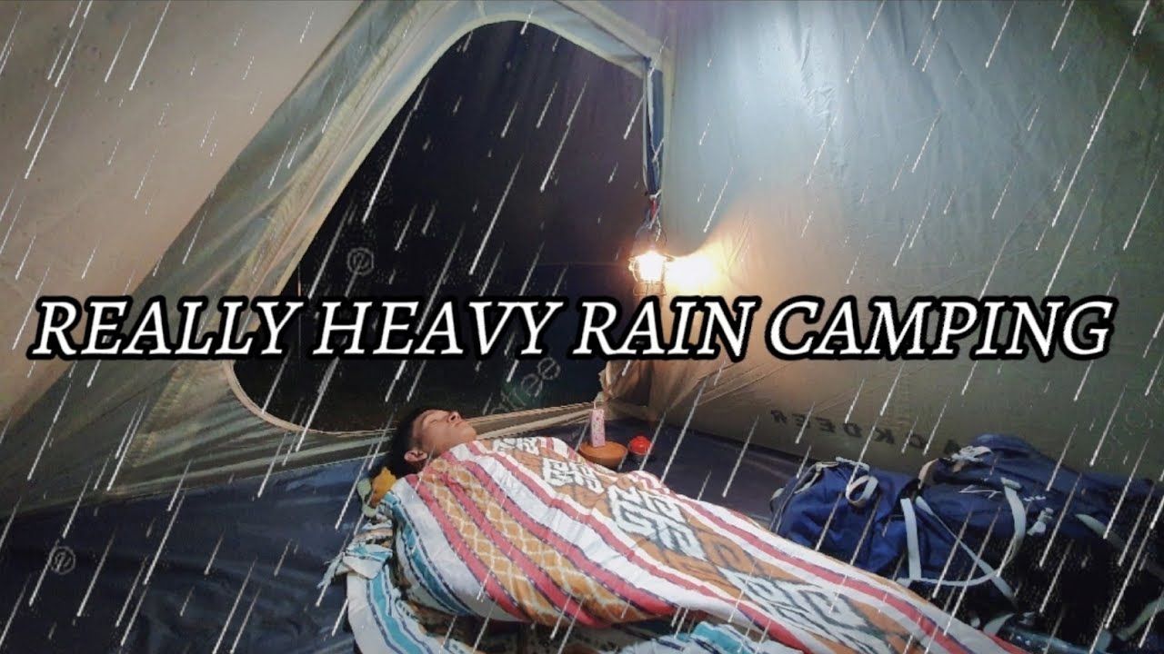 ⁣SOLO CAMPING in Real Heavy Rain & Rainstorm | Relaxing in the Tent Shelter ASMR