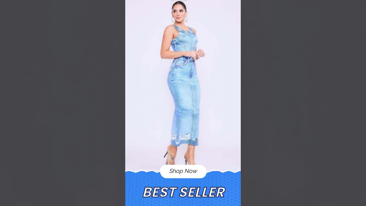 Denim Print Midi Dress