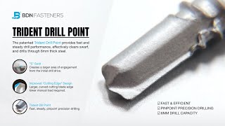 Bdn Fasteners Self-Drilling Screws - Patented Trident Drill Point Fast Efficient