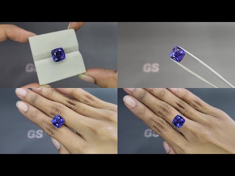 Tanzanite cushion cut 8.84 carats, Tanzania Video  № 1