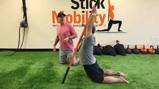 Double Prone Monkey Hang Stretch - Stick Mobility Exercise