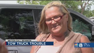 Woman's truck falls off tow truck, causing $10,000 in damage