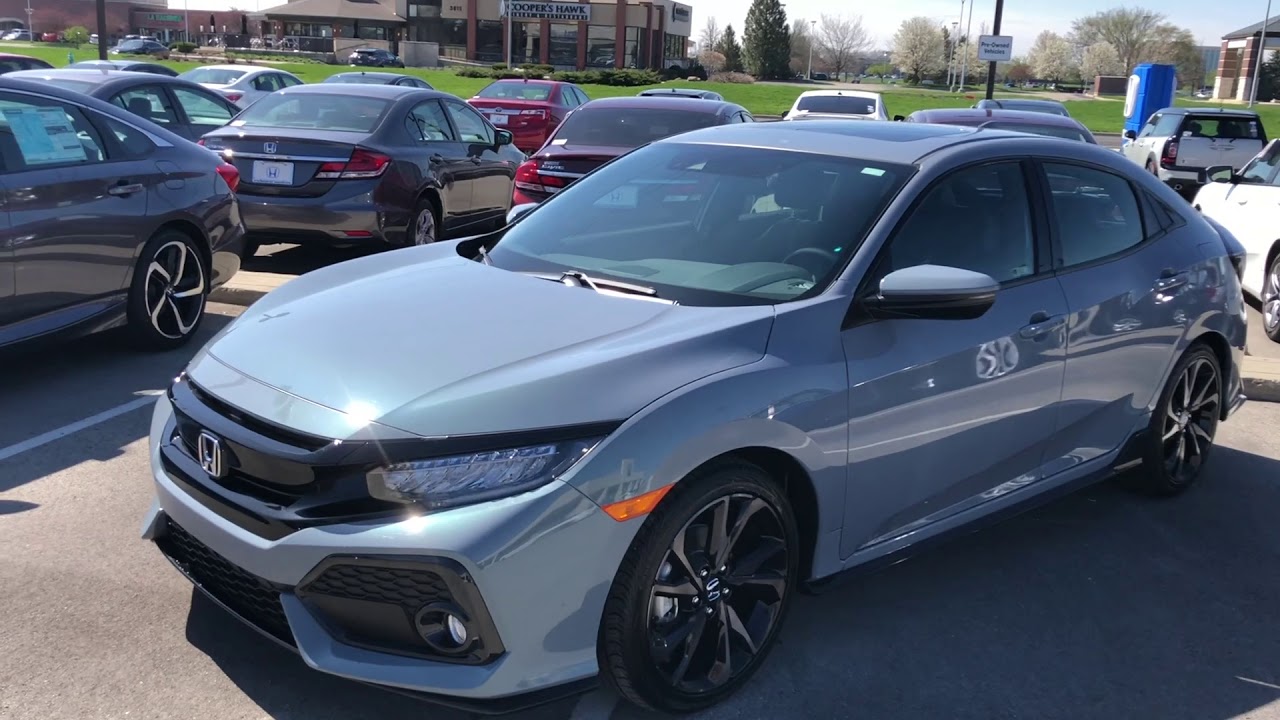 2018 Honda Civic hatchback Touring Sonic Gray - YouTube