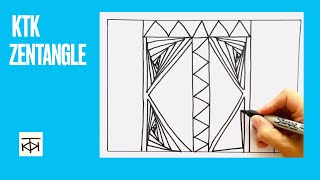 Easy KTK letters Zentangle design: relaxing doodle drawing inspiration