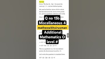 Q no 15b  Miscellaneous Exercise 4 Additional Mathematics O level #mathexwithsirusman #olevel