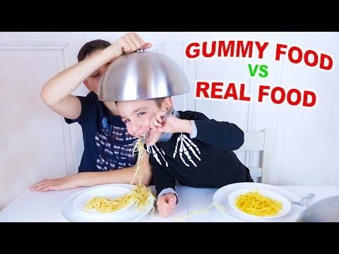 ALL GUMMY FOOD vs REAL FOOD CHALLENGE IN ONE VIDEO !