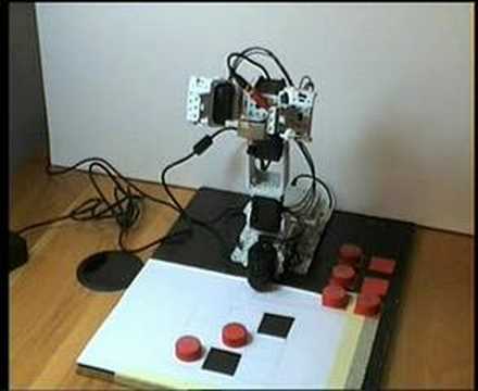 Bioloid robotic arm playing tic-tac-toe