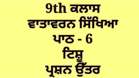 ਟਿਸ਼ੂ || 9th class science || punjabi || chapter 6 || question answer || lesson 6
