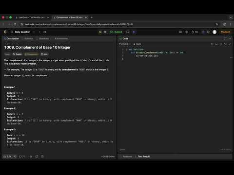 1009. Complement of Base 10 Integer | Leetcode Daily Challenge