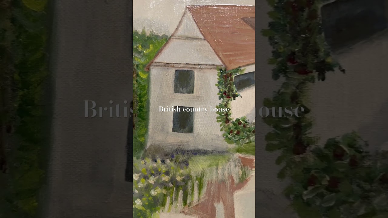 Varnish coating in this beautiful british country house painting 🇬🇧🏡 #varnishpainting #acrylic