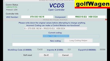 VW radio navigation RNS315 options on VCDS-VAG how to activate rear parking camera