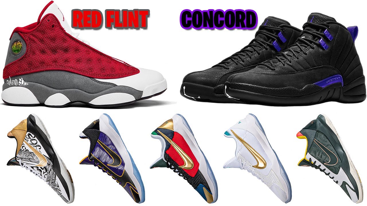 RED FLINT, JORDAN 12 DARK CONCORD, KOBE 