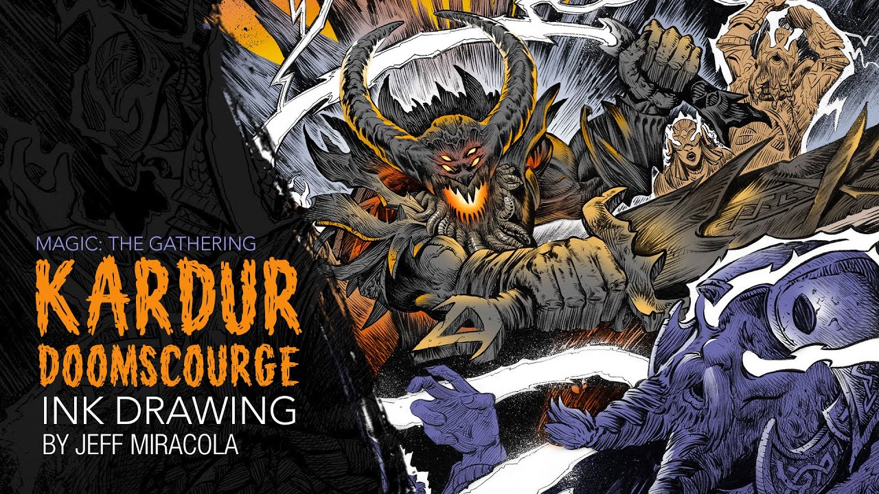 Kardur Doomscourge ink art from Magic the Gathering Kaldheim by Jeff Miracola