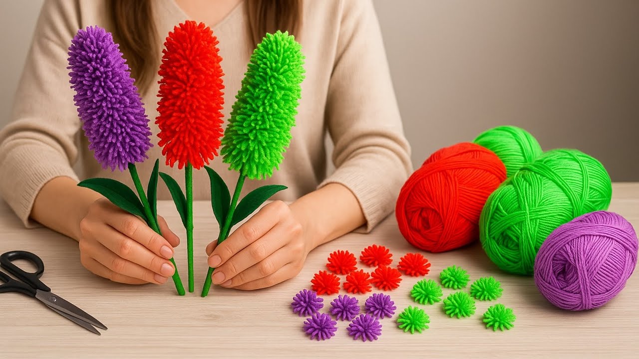 Make this yarn flower and everyone will ask where you bought it!🧶🧵