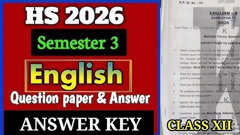 #Class 12 English semester :-3 Answer Key Higher Secondary 2026 wbchse #English answer__2026 answer 