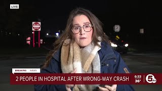 2 hospitalized after wrong-way crash on I-480