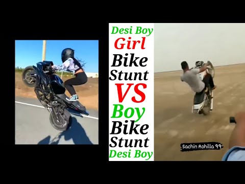Girl Bike Stunt 🤪 VS Boy Bike Stunt 😝 // Girl vs Boy #girl_vs_boy  #viral #trending