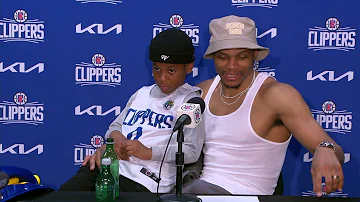 Russell Westbrook shares a moment with his son 🙏 Postgame Interview