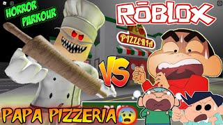 Shinchan and his friends playing horror parkour in roblox 😱 | papa pizza pizzeria | shinchan roblox😂