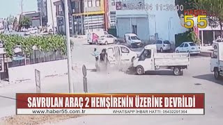 Samsunda Araç Yaya 2 Hemşirenin Üzerine Devrildi