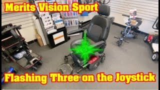 Chima Brings in a Merits Vision Sport Power Wheelchair with a three flash ERROR code.