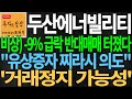 [주식] 두산에너빌리티 비상) -9% 급락 반대매매 터졌다 &quot;유상증자 찌라시 의도&quot; &#39;거래정지 가능성&#39; 충격!! 디에스경제뉴스 또바기