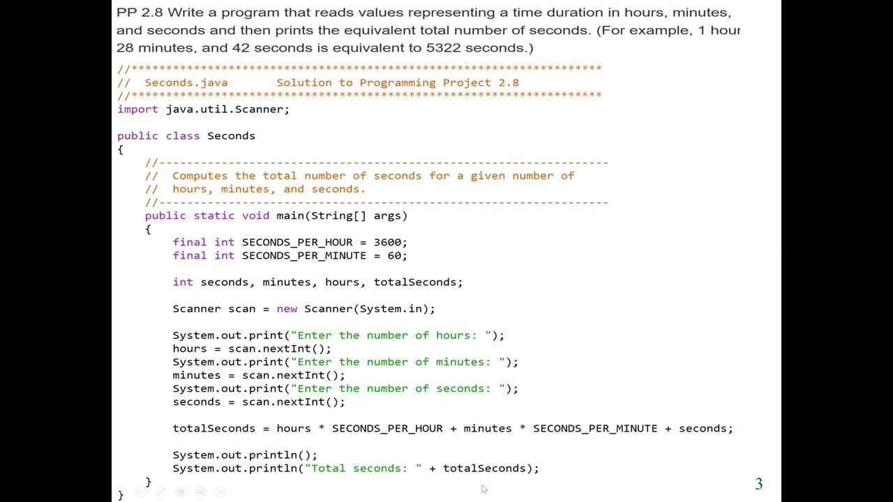 Java Lab 2-2: Java Program to convert time in hours, minutes and ...