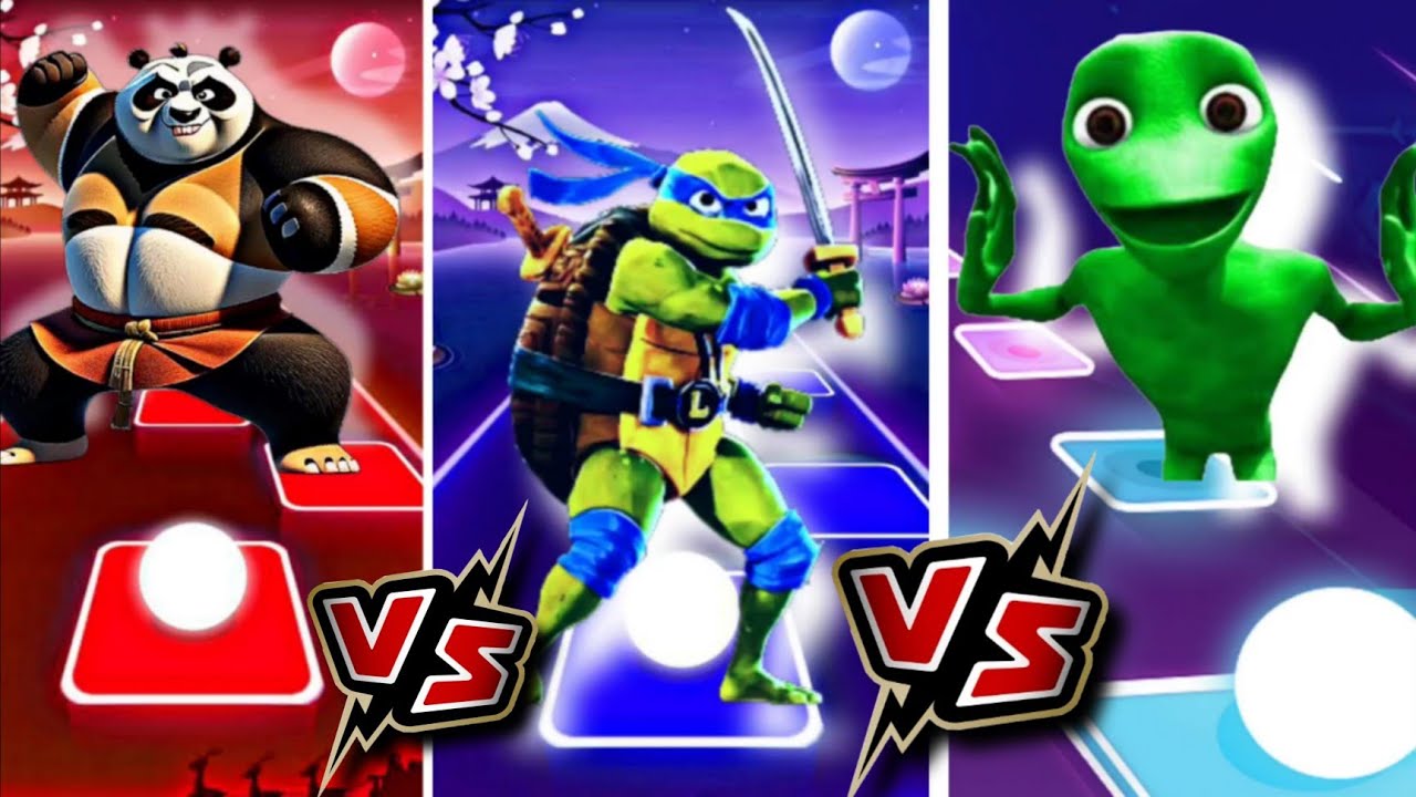 Kung fu panda VS teenage ninja turtles VS alien dance VS Tiles hop edm rush