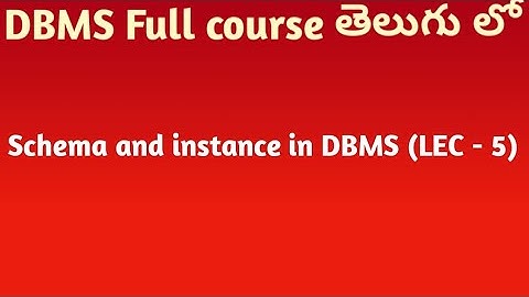 Schema and instance in DBMS in Telugu | DBMS tutorials in Telugu |SRT Telugu Lectures