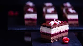 Prajitura cu Ciocolata, Zmeura si Cocos / Chocolate, Raspberry & Coconut Layered Cake