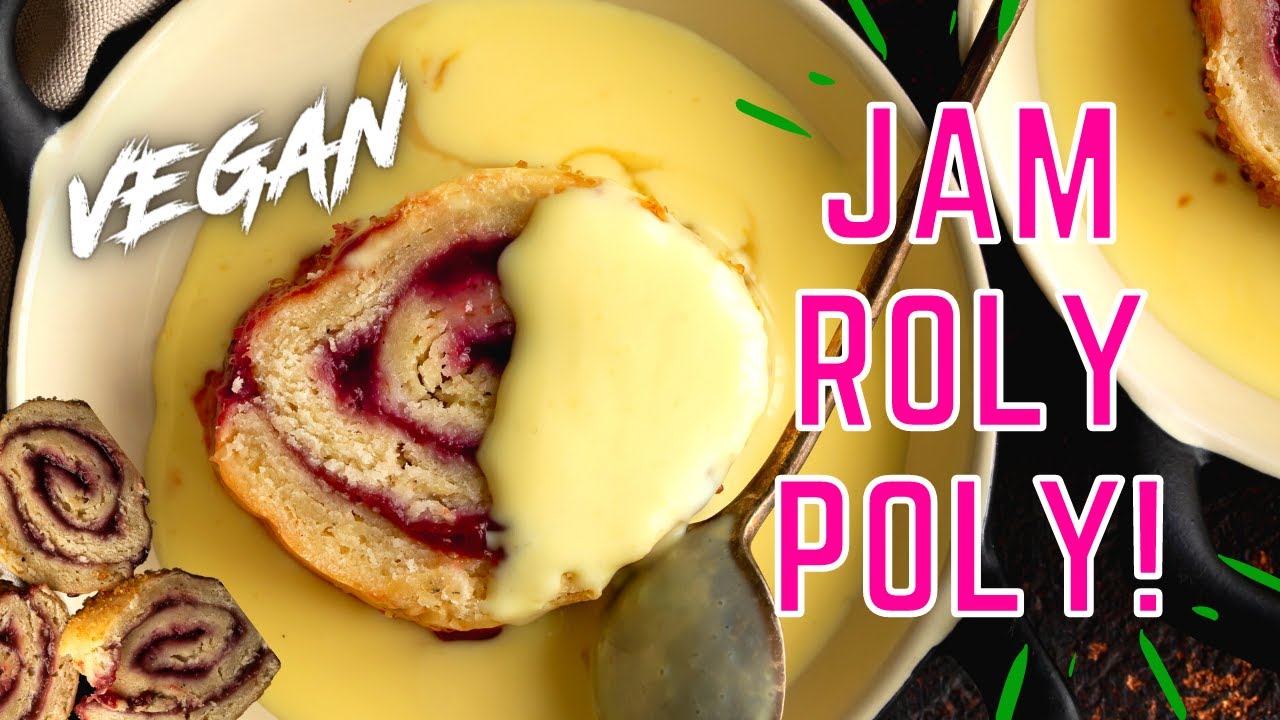 VEGAN JAM ROLY POLY Retro British school dinner pudding made plant