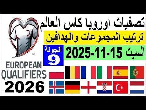 ترتيب مجموعات تصفيات اوروبا كاس العالم 2026 الجولة 9 السبت 15 11 2025 فوز اسبانيا و فوز تركيا