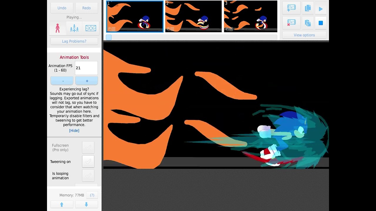 Sonic running from fire