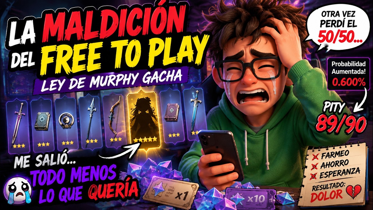 🎰 La Maldición del Free To Play | Canción Gamer de Gacha 🎵 “Ley de Murphy Gacha”