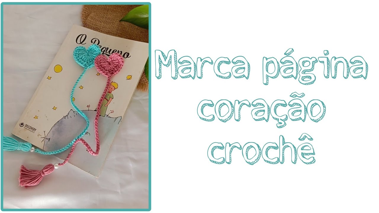Marca página coração crochê