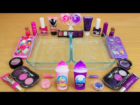 Pink vs Purple – Mixing Makeup Eyeshadow Into Slime! Special Series 83 Satisfying Slime Video