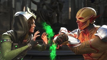 Injustice 2 : Enchantress Vs Reverse Flash - All Intro/Outros, Clash Dialogues, Super Moves